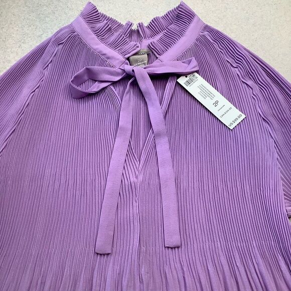 Chico’s 2 Petite Pleated Peasant Top Icy Purple NWT‎ - Picture 2 of 9